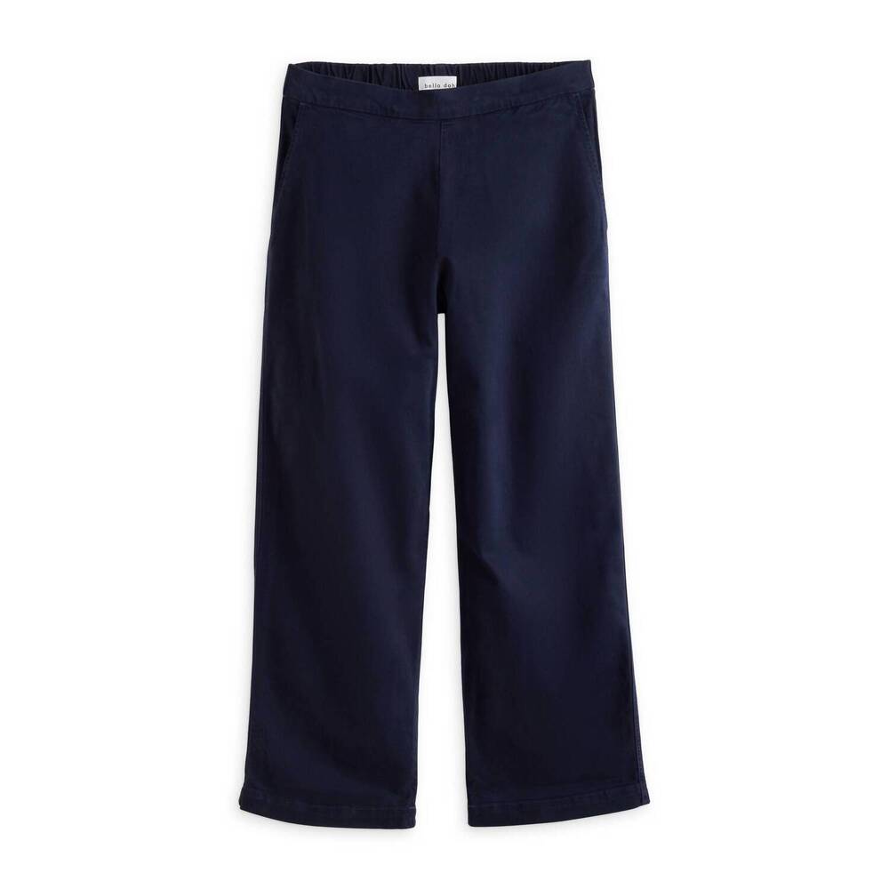 NEW BELLA DAHL women's clean front wide leg crop pant in italian navy